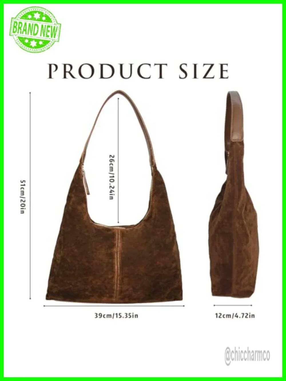 Faux Suede Large Slouchy Hobo Shoulder Bag Tote Work Travel